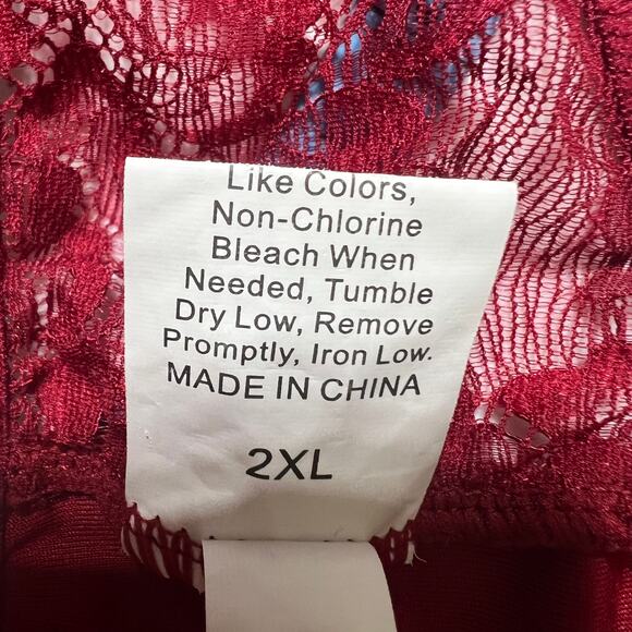 Shein (2XL) Red Floral Lace Wireless Fashion Bralette - Picture 6 of 7
